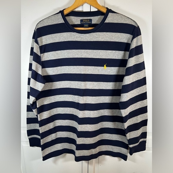 Polo Ralph Lauren | Men’s | Striped | Waffle Knit | Pajama Top | Navy/Gray | XL - Picture 1 of 6